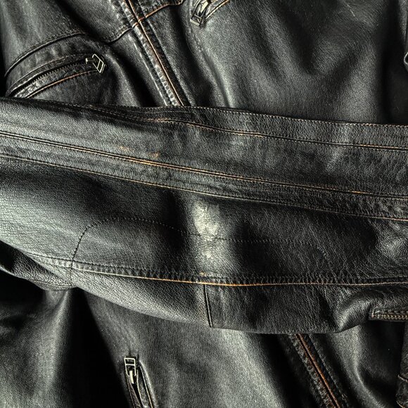 DANIER - Distressed Mens Leather Moto Jacket - 2XLT - Picture 4 of 10